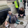 Cherilyn Mackrory MP speaking with local homeless man in Truro